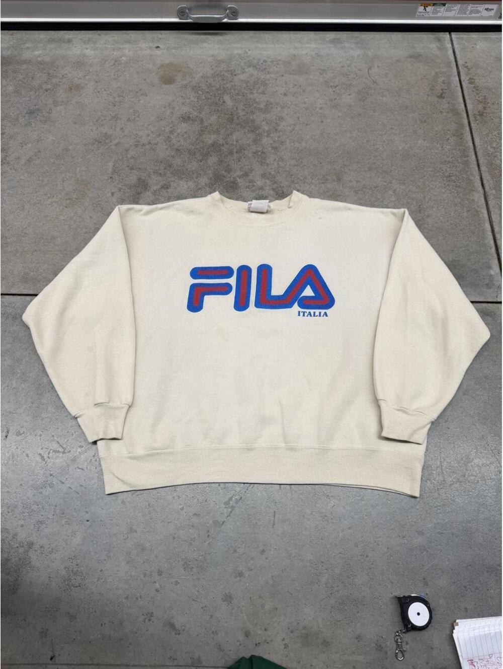 vintage fila italia beige spell out made in usa crewneck size xl